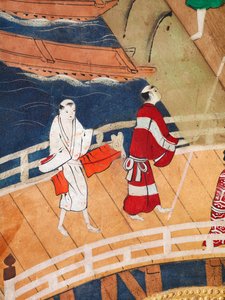 Osakazu Byobu - Japanilainen kahdeksanruutuinen taittuvanäyttö (maalaus) tekijältä Japanese School