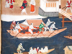 Osakazu Byobu - Japanilainen kahdeksanruutuinen taittuvanäyttö (maalaus) tekijältä Japanese School