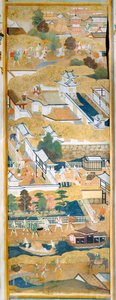 Osakazu Byobu - Japanilainen kahdeksanruutuinen taittuvanäyttö (maalaus) tekijältä Japanese School