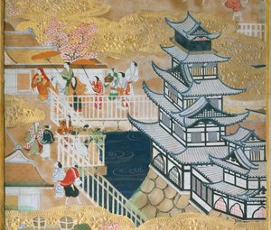 Osakazu Byobu - Japanilainen kahdeksanruutuinen taittuvanäyttö (maalaus) tekijältä Japanese School