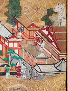 Osakazu Byobu - Japanilainen kahdeksanruutuinen taittuvanäyttö (maalaus) tekijältä Japanese School