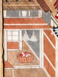 Osakazu Byobu - Japanilainen kahdeksanruutuinen taittuvanäyttö (maalaus) tekijältä Japanese School