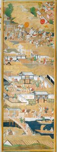 Osakazu Byobu - Japanilainen kahdeksanruutuinen taittuvanäyttö (maalaus) tekijältä Japanese School
