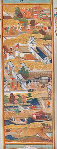 Osakazu Byobu - Japanilainen kahdeksanruutuinen taittuvanäyttö (maalaus) tekijältä Japanese School