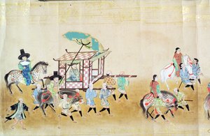 Osa Korean kuudetta Japanin-suurlähetystöä Tokugawa Ietsuna -perinnön aikaan vuonna 1651, mahdollisesti Kano Masanobu (1625-94) 1655-57 (käärömaalaus) tekijältä Japanese School