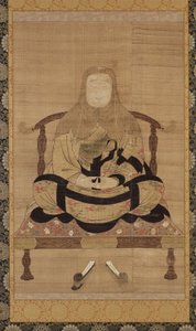 Muotokuva Tendai Daishista, Nanbokucho-kausi (mustetta, väriä ja kultaa silkillä) tekijältä Japanese School