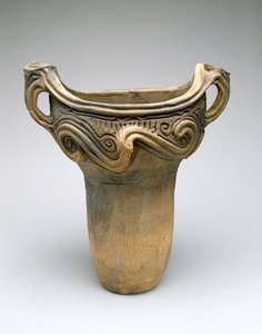 Pannu, jossa Whorl Design, n. 7500-300 eKr. (matalapoltettu keraaminen savi) tekijältä Japanese School