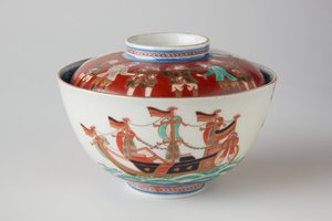 Riisikulho ja kansi, mahdollisesti 1800-luku (Ko-Imari-astiat, posliini, jossa aluslasituksen sininen ja overglaze emali) tekijältä Japanese School