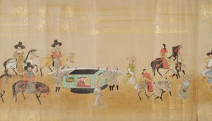 Kuudes Korean suurlähetystö Japanissa Meireki 1:ssä Tokugawa Ietsunan peräkkäin vuonna 1651, mahdollisesti Kano Masunobu (1625-94) (rullamaalaus) (yksityiskohta) tekijältä Japanese School