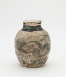 Teelehtipurkki senchalle, yhteensopivalla kannella, Kiottoon liittyvät astiat, Teelehtipurkki (sencha tsubo) tekijältä Japanese School