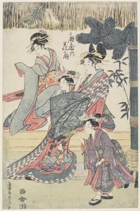 ?giya-talon prostituoitu Hana?gi, n. 1796-1797 (värillinen puupalikkaprintti) tekijältä Japanese School