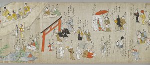 Tenjin Shrine Scrolls (yksi parista) (yksityiskohta), Tosa School, 1600-luku (muste, väri ja gofun paperilla) (katso myös 5846317) tekijältä Japanese School