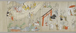 Tenjin Shrine Scrolls (yksi parista) (yksityiskohta), Tosa School, 1600-luku (muste, väri ja gofun paperilla) (katso myös 5846316) tekijältä Japanese School