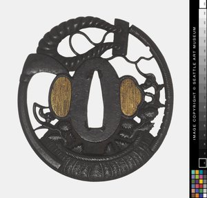 Tsuba: Kukat, viikate, köysi, alku 18 vuosisadan (rauta) tekijältä Japanese School