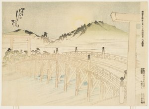 Uji-bashi, maaliskuu 1891 (värillinen puupainatus) tekijältä Japanese School
