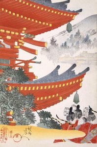 Warriors Depart, 1800-luvun puupiirrosalbumista (väripuupainatus) tekijältä Japanese School