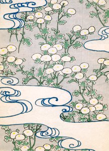 värillinen puupalikkaprintti Blooming Vines ja Wave Pattern tekijältä Japanese School