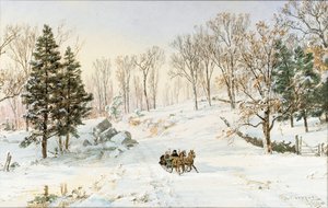 Talvi Ravensdale Roadilla, Hastings-on-Hudson, New York, 1890 tekijältä Jasper Francis Cropsey