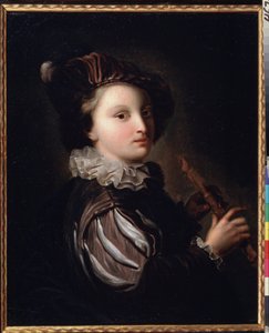 Jean Alexis Grimoun (1678-1733) maalaus 1700-luvulla ""Nuori sivu, jossa on Mirliton". Rokokoo. Öljy kankaalle. Pushkin-museo Moskova