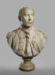 John Paul Jonesin muotokuva, mallinnettu 1780, valettu 1787-89 (kipsi terrakottamaalilla) tekijältä Jean Antoine Houdon