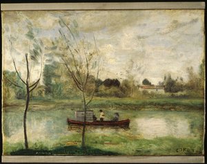 Daubigny työskentelemässä "Botininsa" parissa lähellä Auvers-sur-Oisea