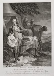 Kenraali Washington, Jottei tasavalta joutuisi kärsimään vahinkoa, kaiverrus Noël Le Mire (1724-1801), c. 1785 (kaiverrus) tekijältä Jean Baptiste (after) Le Paon