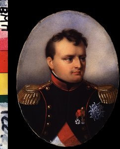 "Keisari Napoleon I Bonaparten (1769-1821) muotokuva" Jean Baptiste Isabeyn (1767-1855) akvarelli- ja guassimaalaus 1800-luvun alun venäläisen kirjallisuuden instituutti IRLI (Pushkin-talo), Pietari tekijältä Jean Baptiste Isabey