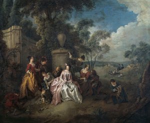 Tapaaminen puistossa, Jean-Baptiste Pater (1695-1736), öljy kankaalle