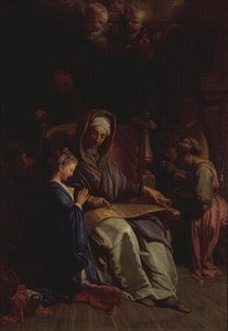 Pyhä Anna lukemassa Neitsytkääröä, n. 1700 (öljy kankaalle) tekijältä Jean Baptiste Jouvenet