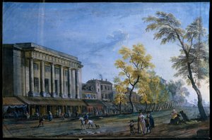 Italialainen teatteri Pariisissa. Jean Baptiste Lallemandin maalaus tekijältä Jean Baptiste Lallemand