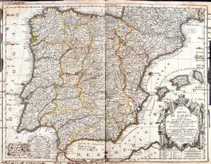 Espanjan kuningaskunnan kartta (kaiverrus tekijältä Jean Baptiste Nolin