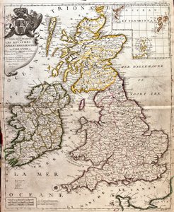 Englannin, Skotlannin ja Irlannin (Iso-Britannia) kuningaskuntien kartta (kaiverrus