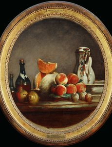 Melon, poires, peches et prunes - Melon, päärynät, persikat ja luumut -Atelier de Chardin, jäljennös yksityiskokoelmassa olevasta maalauksesta ...