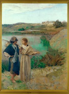 Tobias ja enkeli (maalaus kankaalle) tekijältä Jean-Charles Cazin