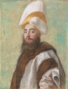 Suurvisiirin tai suurvisiiriksi pukeutuneen eurooppalaisen muotokuva, noin 1741 (pastelli pergamentille). tekijältä Jean Étienne Liotard