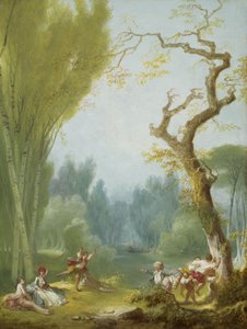 A Game of Horse and Rider, n. 1775-80 (öljy kankaalle) tekijältä Jean Honore Fragonard