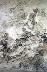 Astolfo purjehtii Andronican ja Sofrosinan kanssa (kynä ja muste, liitu ja pesu paperille) tekijältä Jean Honore Fragonard