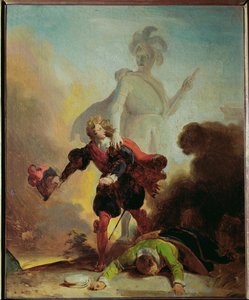 Don Juan ja komentajan patsas (öljy kankaalle) tekijältä Jean-Honore Fragonard