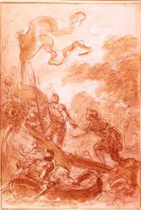 Orlando lähtee saarelta (liitu ja pesu paperille) tekijältä Jean Honore Fragonard