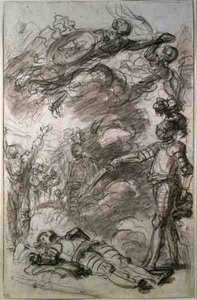 Orlando palauttaa Birenon Olympiaan (liitu ja wash paperille) tekijältä Jean Honore Fragonard