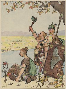 Saksalaiset katsovat Alsacea kohti Reinin toiselta rannalta (väri litho)