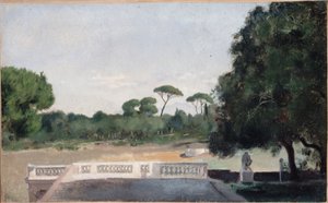 Villa Borghesen puutarha Villa Medicistä katsottuna Roomassa vuosina 1859-1860 (öljy).