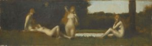 Nymfit nousemassa kylvystä, vuoden 1877 jälkeen (öljy kankaalle)