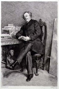 Alexandre Dumas fils (1824-95), ranskalainen kirjailija ja näytelmäkirjailija, kaiverrus A Mongin (kaiverrus) tekijältä Jean Louis Ernest (after) Meissonier