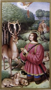 Saint Hubert - Jean Bourdichonin pienoismalli, faksimile "" Anne de Bretagnen tunteista""