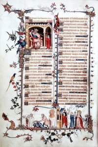 Ms Lat 10483 fol.24v David ennen Saulia, Bellevillen breviaarista, n. 1323-26 (vellum) tekijältä Jean (studio of) Pucelle