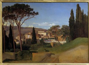 Näkymä roomalaisesta huvilasta Achilles J. Benouvillen (1815-1891) maalaus 1844 su. 0,51 x 0,72 m Pariisi, musee d