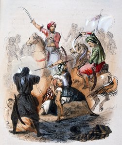 Ibrahim pasha (1789-1848) taistelukentällä wahhabiittien vastaisen kampanjan aikana. tekijältä Jean Adolphe Beauce