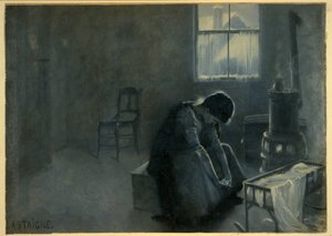 On ollut kova talvi, pubi. 1893 (värilitografia) tekijältä Jean Alexandre Michel Andre Castaigne
