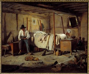 Salametsästäjä maalaus Jean Alphonse Roehn (1799-1864) 1850 Dim. 0,5x0,6 m